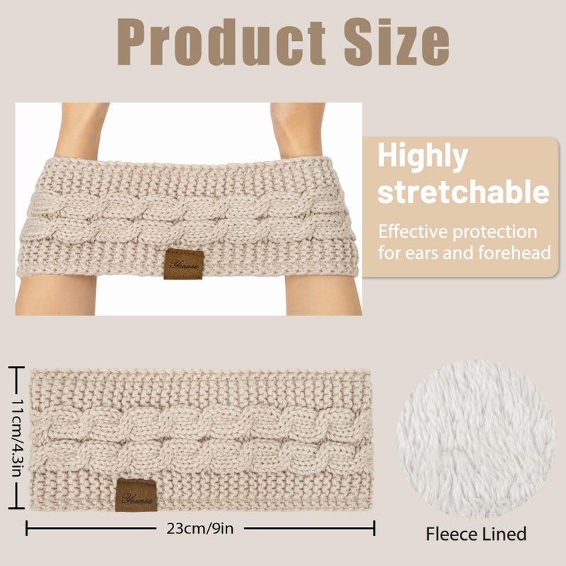 YSense Womens Ear Warmer Headband Cable Knit Winter Headbands Fleece Lined Ear Warmers Stocking Stuffers Gifts for Women - Image 4